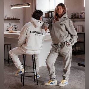 Fear of God Essentials Cuffed Sweatpants Dark Oatmeal Joggers Gray Unisex